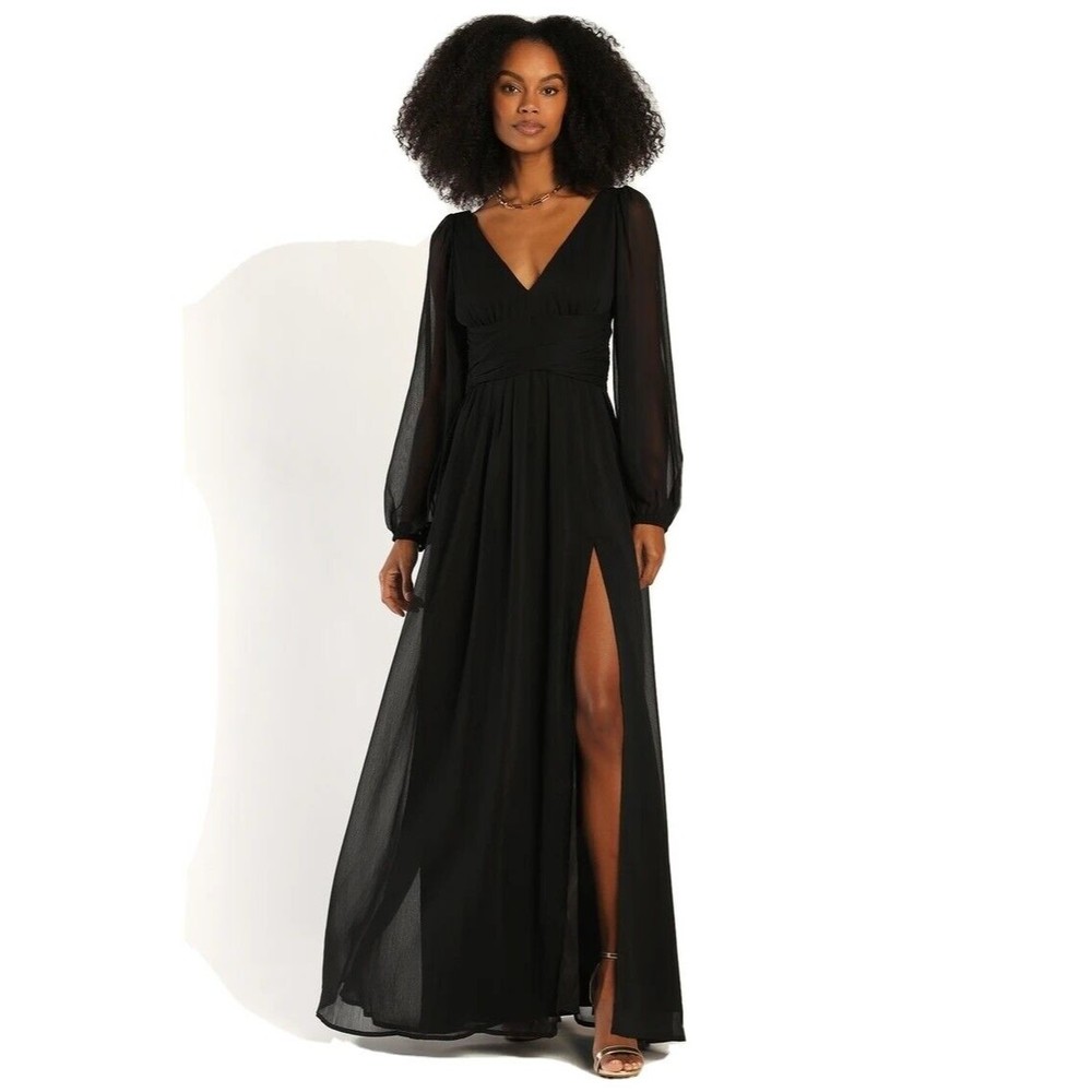 Lulus Black Long Sleeve Maxi Dress
